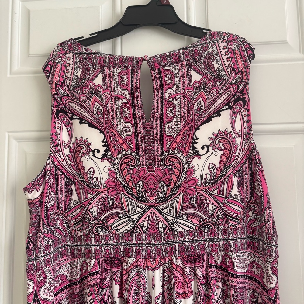 NWT INC Int. Concepts Sleeveless Pink/White Paisley Print Maxi Dress, Size 2X - Picture 9 of 14